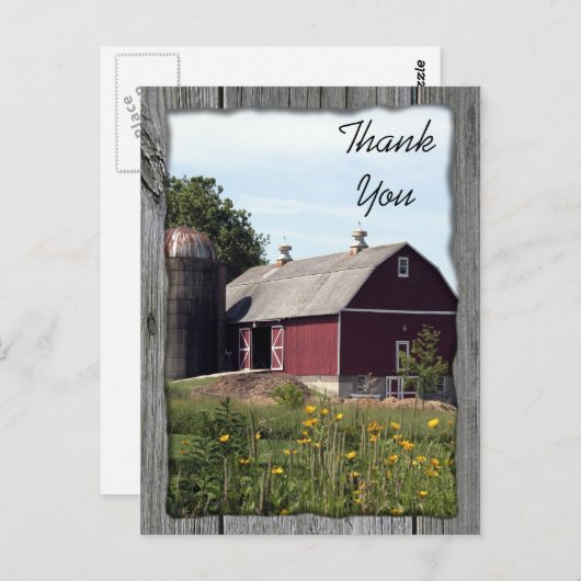 Red Barn und Silo Country Vielen Dank Postkarte (Vorne/Hinten)