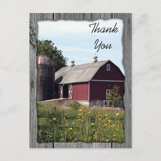Red Barn und Silo Country Vielen Dank Postkarte (Vorderseite)