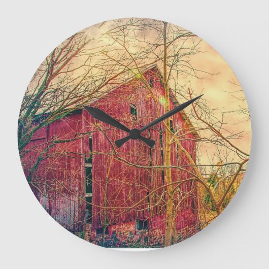 RED BARN WALL CLOCK GROßE WANDUHR (Vorderseite)