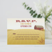 Red Barn Wedding RSVP Card Karte (Stehend Vorderseite)