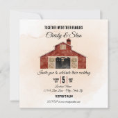 Red Barn Wedding Square Einladung (Vorderseite)
