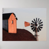 Red Barn & Windmill rustikales Foto Poster (Vorne)