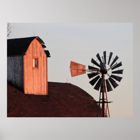 Red Barn & Windmill rustikales Foto Poster (Vorne)