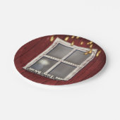 Red Barn Window & Lights Rustikale Hochzeit Pappteller (Schrägansicht)