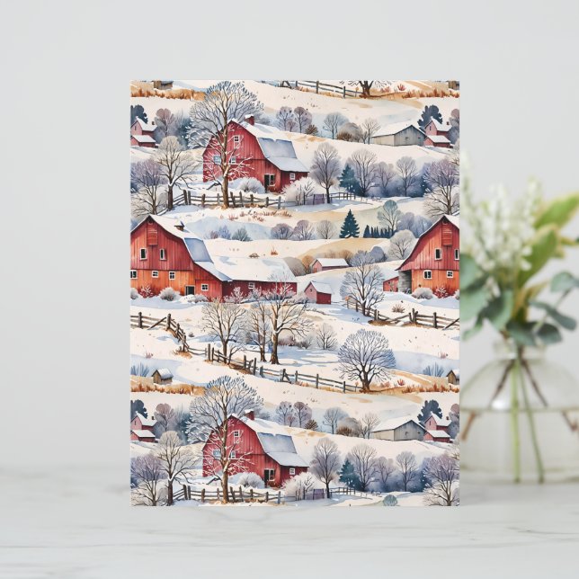 Red Barn Winter auf dem Bauernhof (Stehend Vorderseite)