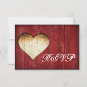 Red Barn Wood Heart Country Wedding RSVP Cards (Rückseite)