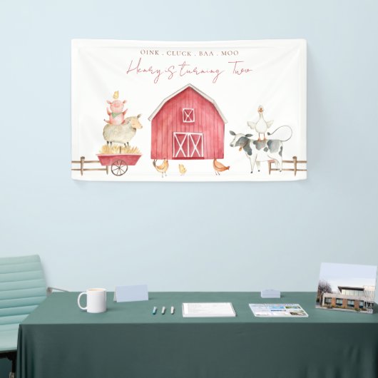 Red Barnyard Animals Kindergeburtstag Party Banner (Messeveranstaltung)