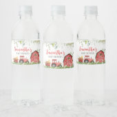 Red Barnyard Farm Baby Dusche Wasserflaschenetikett (Flaschen)