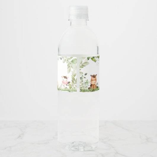 Red Barnyard Farm Baby Dusche Wasserflaschenetikett (Rückseite)