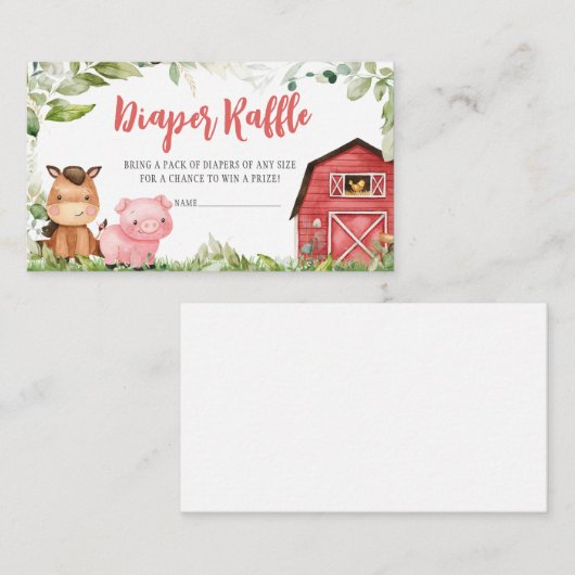 Red Barnyard Farm Baby Duschkabine Windelwanne Begleitkarte (Vorne/Hinten)