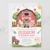 Red Barnyard Farm Birthday Invitation Einladung (Vorderseite)