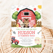 Red Barnyard Farm Birthday Invitation Einladung
