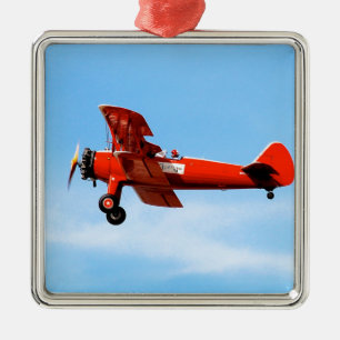 Red Baron Bi Flugzeug Silbernes Ornament