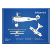 Red Baron Fokker Dr.1 - Airplane Blueprint ABD Fotodruck (Vorne)