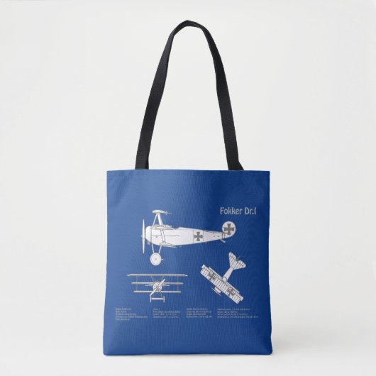 Red Baron Fokker Dr.1 - Airplane Blueprint ABD Tasche (Vorderseite)