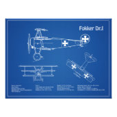 Red Baron Fokker Dr.1 - Airplane Blueprint AD Fotodruck (Vorne)