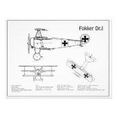 Red Baron Fokker Dr.1 - Airplane Blueprint BD Fotodruck (Vorne)