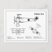 Red Baron Fokker Dr.1 - Airplane Blueprint BD Postkarte (Vorderseite)