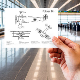 Red Baron Fokker Dr.1 - Airplane Blueprint BD Postkarte