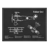 Red Baron Fokker Dr.1 - Airplane Blueprint PD Fotodruck (Vorne)