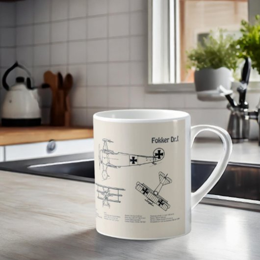 Red Baron Fokker Dr.1 - Airplane Blueprint SD Kaffeetasse