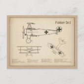 Red Baron Fokker Dr.1 - Airplane Blueprint SD Postkarte (Vorderseite)