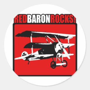 Red Baron Rocks! Runder Aufkleber