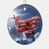 Red Baron's Fokker Triplane Keramik Ornament (Links)