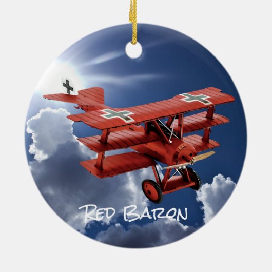 Red Baron's Fokker Triplane Keramik Ornament (Hinten)