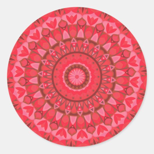 Red Base Mandala Runder Aufkleber (Vorderseite)