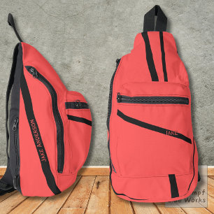 Red Base mit Back Lines und Name Crossbody Bag