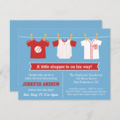 Red Baseball Babydusche Party Einladung (Vorne/Hinten)