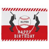 Red Baseball Ball Name Geburtstag Große Geschenktüte (Rückseite)