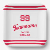 Red Baseball Club Custom Player Number & TeamName Pappteller (Vorderseite)