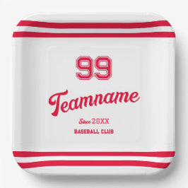 Red Baseball Club Custom Player Number & TeamName Pappteller