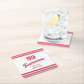 Red Baseball Club Custom Player Number & TeamName Rechteckiger Pappuntersetzer (Vor Ort)