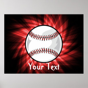 Red Baseball Poster