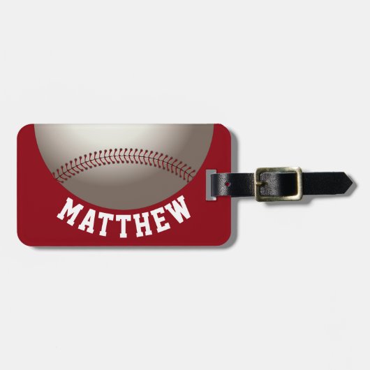 Red Baseball Sports Gepäckanhänger (Vorderseite horizontal)