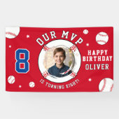 Red Baseball Themed Kindergeburtstag Foto Banner (Horizontal)