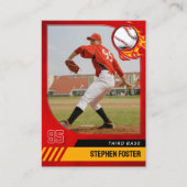 Red Baseball Trading Card mit Foto und Staaten Telefonnummerkarte (Vorderseite)