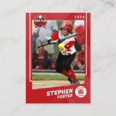 Red Baseball Trading Card Pro Baseball Player Telefonnummerkarte (Vorderseite)