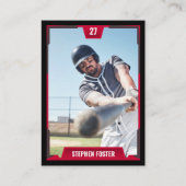 Red Baseball Trading Card - Spielerprofil Telefonnummerkarte (Vorderseite)