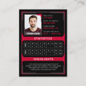 Red Baseball Trading Card - Spielerprofil Telefonnummerkarte (Rückseite)