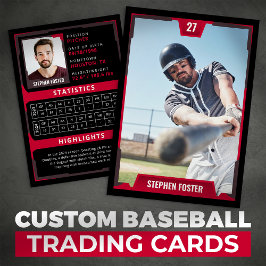 Red Baseball Trading Card - Spielerprofil Telefonnummerkarte