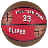 Red Basketball Ball mit Name des Spielerteams (Vorderseite)
