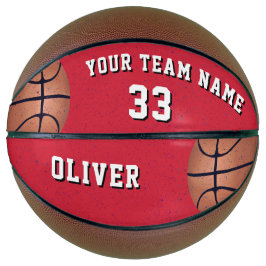 Red Basketball Ball mit Name des Spielerteams
