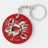 Red Basketball Blowout Girls Jersey Nummer Schlüsselanhänger (Rückseite)