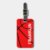 Red Basketball Custom Player oder Teamname/Text Gepäckanhänger (Vorderseite vertikal)