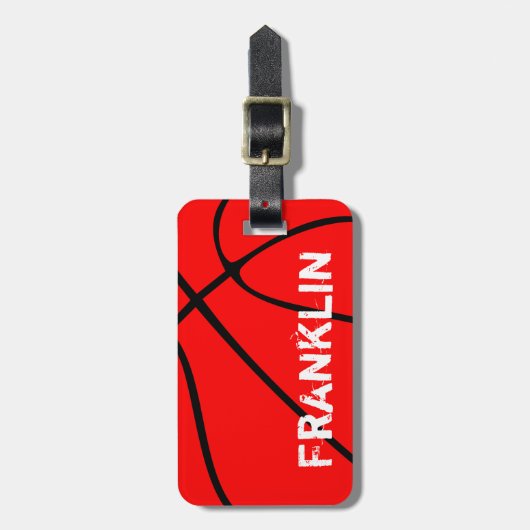 Red Basketball Custom Player oder Teamname/Text Gepäckanhänger (Vorderseite vertikal)