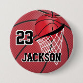 Red Basketball Design | Personalisieren Button (Vorderseite)